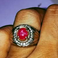 Cincin Ruby Star Burma Merah Dengan Batu Merah Merona