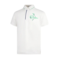 【LE COQ SPORTIF 公雞】高爾夫系列 男款白色簡約大LOGO抗UV短袖POLO衫 QGT2T201
