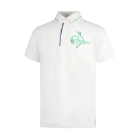 【LE COQ SPORTIF 公雞】官方直營 高爾夫系列 男款白色簡約大LOGO抗UV短袖POLO衫 QGT2T201
