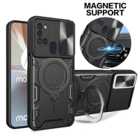 For Samsung Galaxy A21S Case Magnetic Car Holder Metal Ring Slide Armor Phone Case for Samsung A21S A217F A 21S A21 S Back Cover