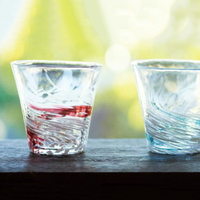 日本津輕琉璃 手作水渦燒酌杯(三色) 手作玻璃杯 水杯 酒杯 260ml