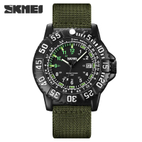 [Certified Products]SKMEI Fashion Sport Man Watch Nylon Strap Luminous Date Clock  Quartz MenS Water