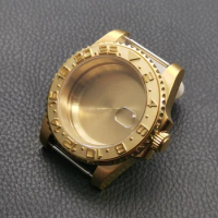 40mm Golden SUB Watch Cases Sapphire Glass Fashion Bezel Insert Ring Fits Seiko NH34 NH35 NH36 Movement 28.5mm Dial Men Cases