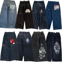 อีคอมเมิร์ซข้ามพรมแดน JNCO Y2K กางเกงยีนส์ทรงหลวมกางเกงขากว้างผู้ชายปักแนววินเทจแนวฮิปฮอปแนวสตรีทฮาร