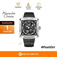 Jam Tangan Pria Alexandre Christie AC 3030 GA RSSBA Men Automatic Black Dial Black Rubber Strap