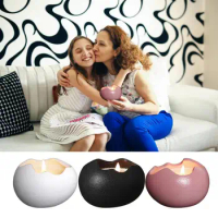 Cute Candle Holders Ceramic Egg Shaped Tea Lights Holder A Candy, Biscuit Box, A Tin Box, A Storage Box For Candles(Only tin can