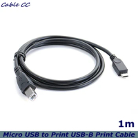 100cm Micro usb Male to USB 2.0 B Male data OTG Cable for Phone Printer Scanner Support Smartphone Tablet