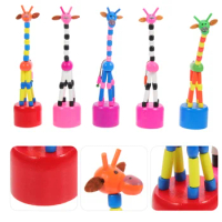Wooden Giraffe Puppets Kids Toys Swing Dancing Giraffe Figurine Push Up Kids Toys for Kids (Random Style)