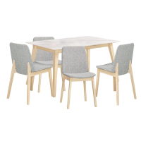 文創集 克米莉4.3尺岩板實木餐桌椅組合(餐椅二色系可選＋一桌四椅組合)-130x80x75cm免組