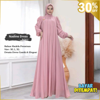 NADINE 2 Baju Abaya Gamis Dress Lebaran pesta Terbaru 2024 Dress gamis Wanita Muslim Kekinian Trendi