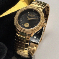 【VERSUS】VERSUS凡賽斯男女通用錶型號VV00384(黑色錶面金色錶殼金色精鋼錶帶款)