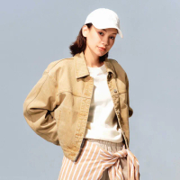 【GAP】女裝 翻領牛仔外套-卡其色(727225)
