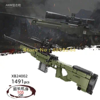 xb24002 1491pcs military sniper rifle with bullet weapon telescope building blocks Bricks Toy