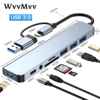 8-IN-2 USB HUB 3.0 USB C HUB Docking Station 5Gbps High Speed Transmission USB Splitter Type C TF/SD OTG Adapter For Macbook Pro