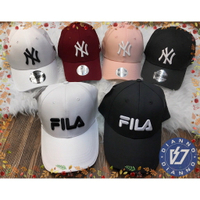 帝安諾-New era 洋基 FILA 電繡 LOGO 老帽 NY老帽 黑 白 粉 深藍 酒紅 FILA老帽 黑 白【APP下單享4%點數】