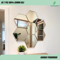 CERMIN DINGDING HEXAGONAL (100% CERMIN ASLI) ISI 7 DAN 13 PCS KACA TEMPEL AESTHETIC
