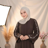Abaya Lebaran 2026  Aplikasi Bordir Mix Payet Mewah Abaya Arab Polos Mewah