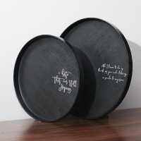 syan原創設計北歐ins木紋圓托盤放水杯托盤家用收納盤果盤