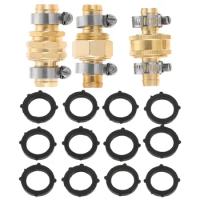 3 Sets Garden Water Hose Fitting Mender End Female &amp; Male Hose Connectors for 1/2 Inch 5/8 Inch 3/4 Inch Hose with Clamp Gaskets