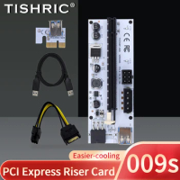 1-10Pcs TISHRIC PCIE Riser 009S VER009s Extender Adapter USB 3.0 SATA 15Pin to 6pin Cabo Riser Video Card For BTC Mining Miner