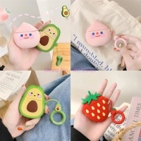 100pcs/lot Cases For Apple AirPods 1 Soft Cartoon Avocado Strawberry Earphone Case Charging Box Cover For Airpods 2 With Hooks
