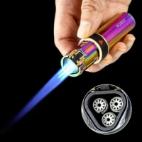 JOBON-Personalized Windproof Gas Lighter, Triple Torch, Refillable Jet Flame, Metal Spray Gun, Kitchen Pipe, Cigar Gadget