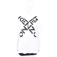 KENZO Sport 交叉字母寬鬆版白色棉質短袖TEE T恤(女款)