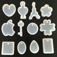 12pcs/set Jewelry Making DIY Pendant Silicone Mold Round Heart Drop Resin Mold Necklace And Keychain Crystal Epoxy Resin