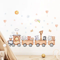 1Set Novelty Funny Cartoon Train Animals Wall Stickers Art Home Decorations Wall Decals For Girls Boys Kids Room Wall Decor