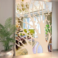 3D large size Rich tree Acrylic mirror stickers porch living room bedroom TV background restaurant decorative wall stickers