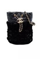 Chanel 二手香奈兒編織天鵝絨山羊皮抽繩水桶包