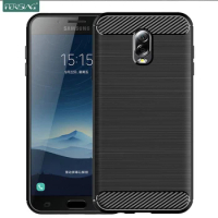 FERISING Case For Samsung Galaxy C7 2017 Case Silicone TPU Bumper Shockproof Carbon Cover for Samsung Galaxy C8 / J7 Plus Case