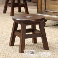 美式復古家用客廳圓凳子茶幾凳實木矮凳小板凳玄關換鞋凳