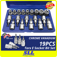 19pcs ยฝโ Chrome Vanadium Torx E Type Spanar Socket Box & Bit Hand Tool Set
