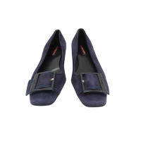 【二手名牌BRAND OFF】PRADA 普拉達 紫色 麂皮 方扣 高跟鞋 #36