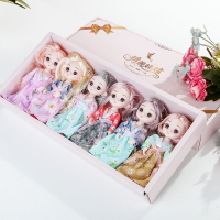 16CM洋娃娃關節可動人偶公主古裝漢服6個組合套裝禮盒裝女孩玩具