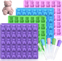 Large Gummy Bear Molds 5 ML BPA-FREE Silicone Chocolate Candy Gummy Molds with 4 Droppers and Cleani