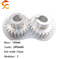 50PCS/LOT 3D printer pulley modulus 1 24 teeth bore 12mm 24 tooth timing pulley fit for belt width 15mm M1-24Teeth-12mm