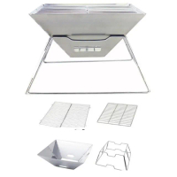 【May Shop】大型折疊不銹鋼燒烤爐便攜戶外BBQ焚火台