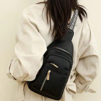 PU Sling Bag Casual Waterproof Large Capacity Waist Bag Anti-theft Crossbody Bag Woman