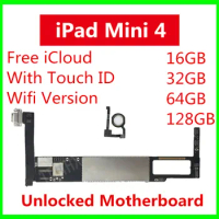 Motherboard For iPad Mini 4 With Touch ID A1538 WiFi Version Unlocked Mainboard Logic Board 16GB 32GB 64GB 128GB 100% Tested
