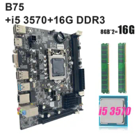 KEYIYOU B75 PC Motherboard gaming kit with core i5 3570 2*8GB DDR3 Plate placa mae LGA 1155 with processor and memory LGA1155