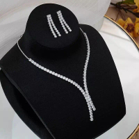 Kalung Crystal Set Anting - Kalung Pernikahan - Kalung Anting Liontin - Aksesoris Pengantin Bridesma