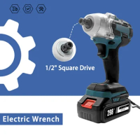 18V Brushless Electric Wrench Impact Socket Wrench 520Nm LED Light Cordless Wrench Car Tires Tool Hand Drill Installation Power