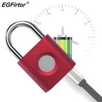 Smart Fingerprint Lock Mini Padlock Biometric Rechargeable Keyless USB Fingerprint Bag Anti-thief Padlock Quick Unlock Door Lock