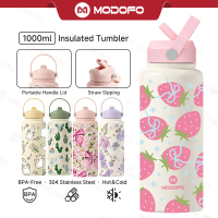 MODOFO 1000ML Thermos Bottle Insulated Tumbler with Straw Portable Aquaflask Tumbler Aesthetic Tumbl