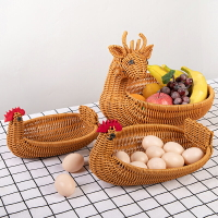 仿藤編水果籃創意動物果盤客廳擺放干果零食收納筐饅頭筐編織籃子