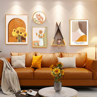 向日葵客廳背景墻裝飾畫簡約現代2021新款輕奢掛畫高檔大氣花壁畫