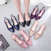 Jelly Sandals Women Pointed Toe Chunky Med High Heels Flip Flops Slingback Casual Candy Skidproof Beach Shoes For Women