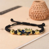 Chinese Feng Shui Pixiu Temperature Sensing Changing Color Bracelets Handmade Woven Red Black Rope Bracelet Lucky Jewelry Gifts